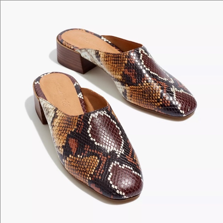 Madewell “Alicia” Snakeskin Embossed Leather Mule